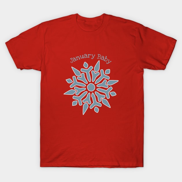 January Baby snowflake T-Shirt by Elgin the Elephant
